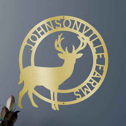 Stag Deer Antler Personalized Gifts - Custom Metal Sign, Christmas Gift Decor Gold