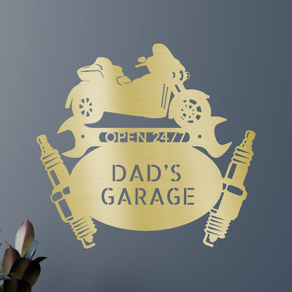 Trike Mechanic Garage Personalized Gifts - Custom Metal Sign Gold