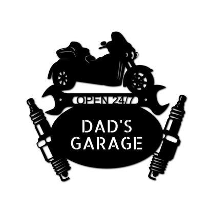 Trike Mechanic Garage Personalized Gifts - Custom Metal Sign Black