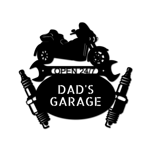 Trike Mechanic Garage Personalized Gifts - Custom Metal Sign Black