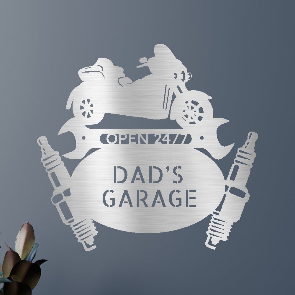 Personalized Trike Mechanic Garage Monogram Custom Metal Wall Art Classic Metal Sign - Precious Engraved
