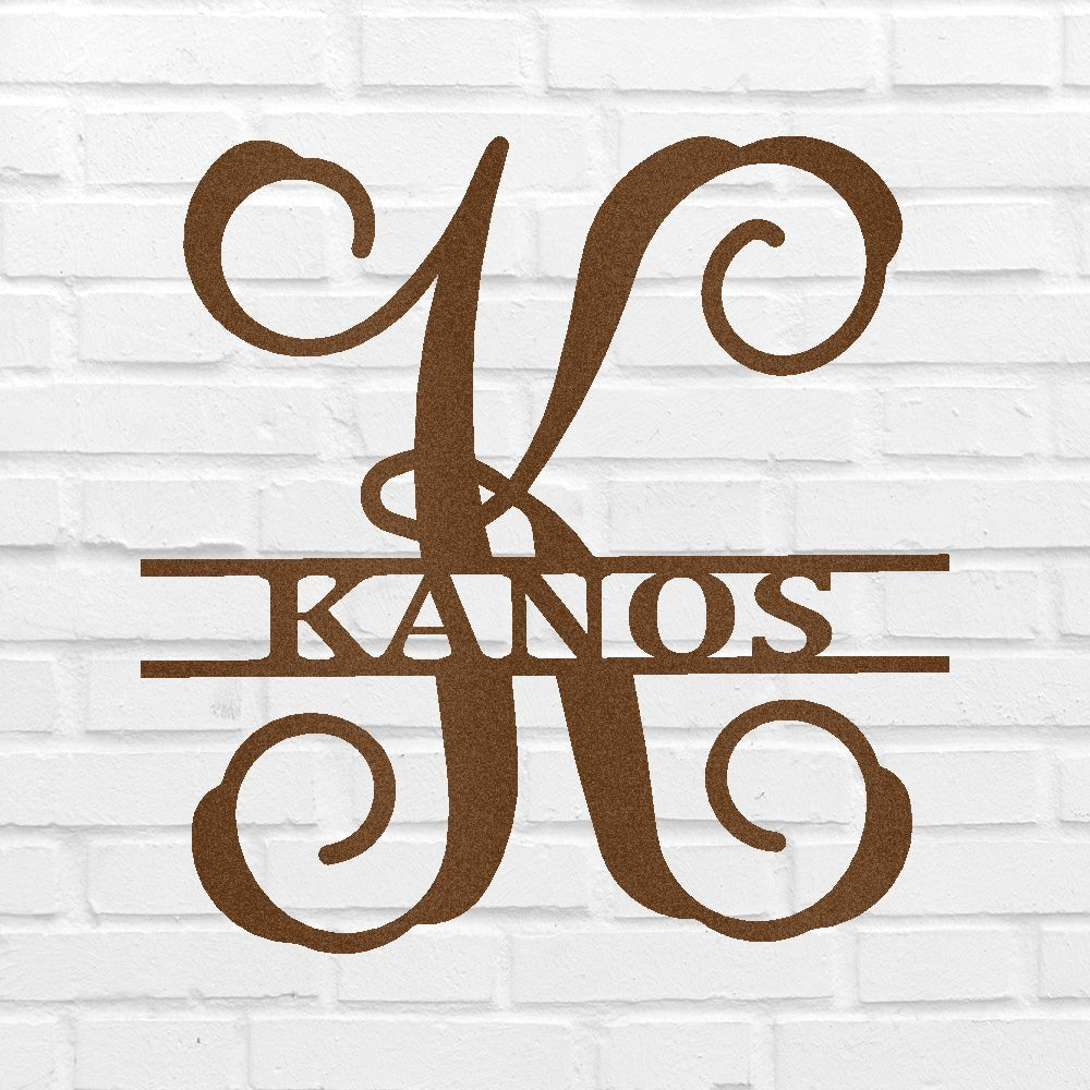 Custom Metal Wall Art - Personalized Vine Monogram Sign