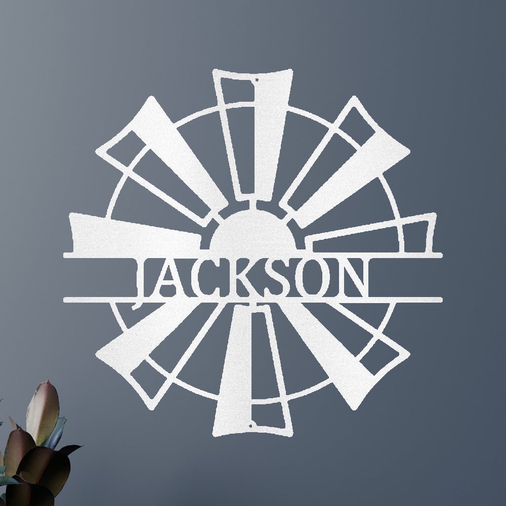 Personalized Windmill Monogram Custom Metal Wall Art Classic Metal Sign - Precious Engraved