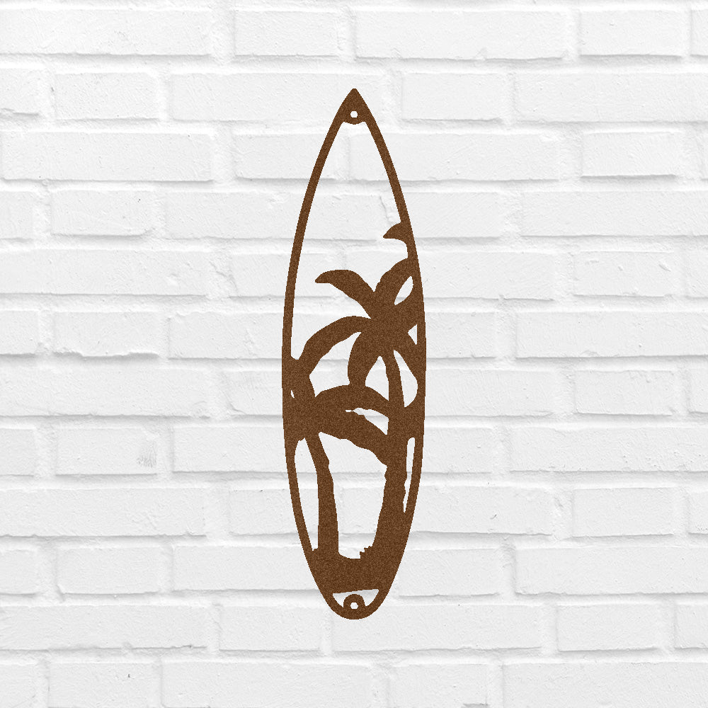 Surf Board Palm Trees Metal Wall Art Classic Metal Sign Monogram - Precious Engraved
