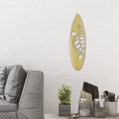 Metal Wall Art - Surfboard Turtle Monogram Sign