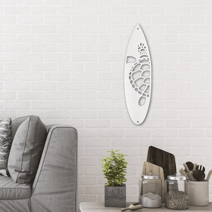 Metal Wall Art - Surfboard Turtle Monogram Sign