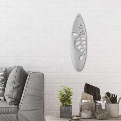 Metal Wall Art - Surfboard Turtle Monogram Sign