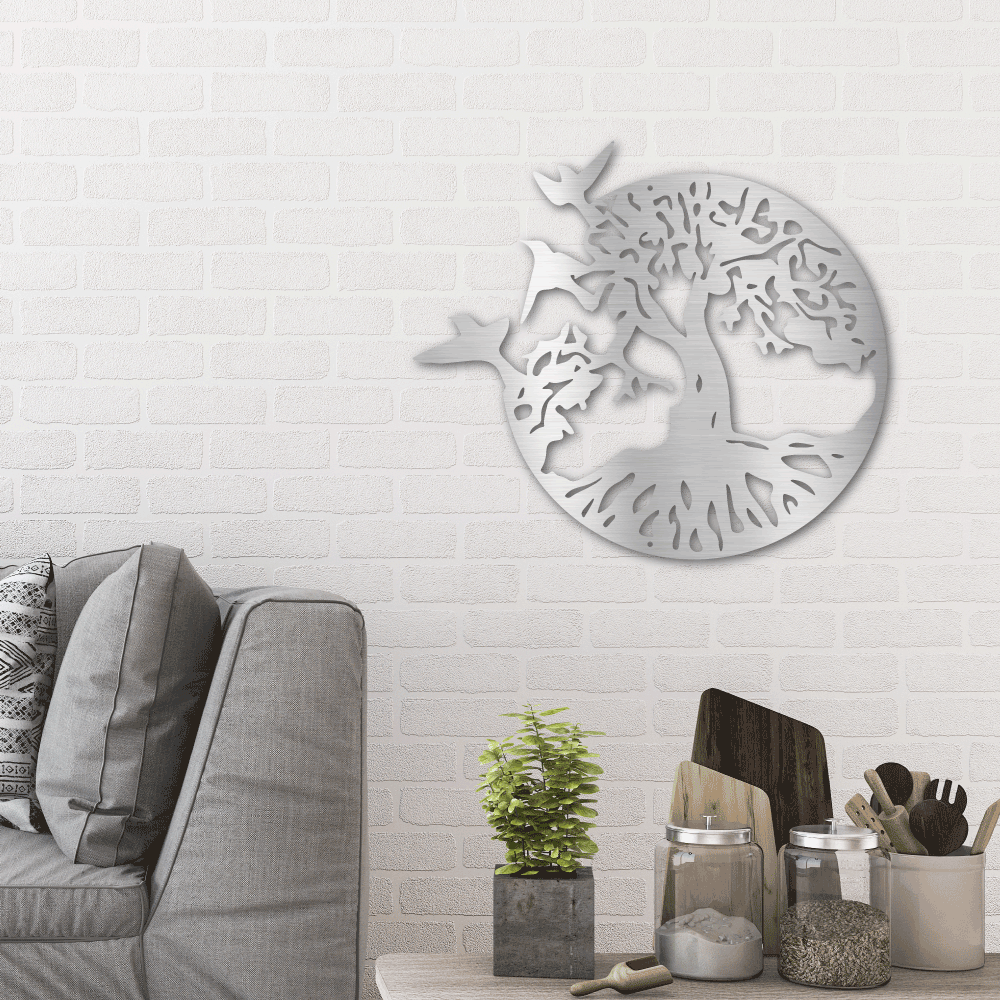 Metal Wall Art - Birds in Tree Sign