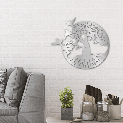 Metal Wall Art - Birds in Tree Sign