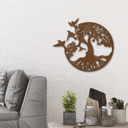 Metal Wall Art - Birds in Tree Sign