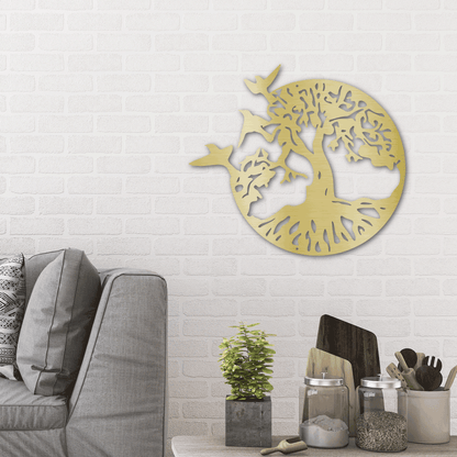 Metal Wall Art - Birds in Tree Sign