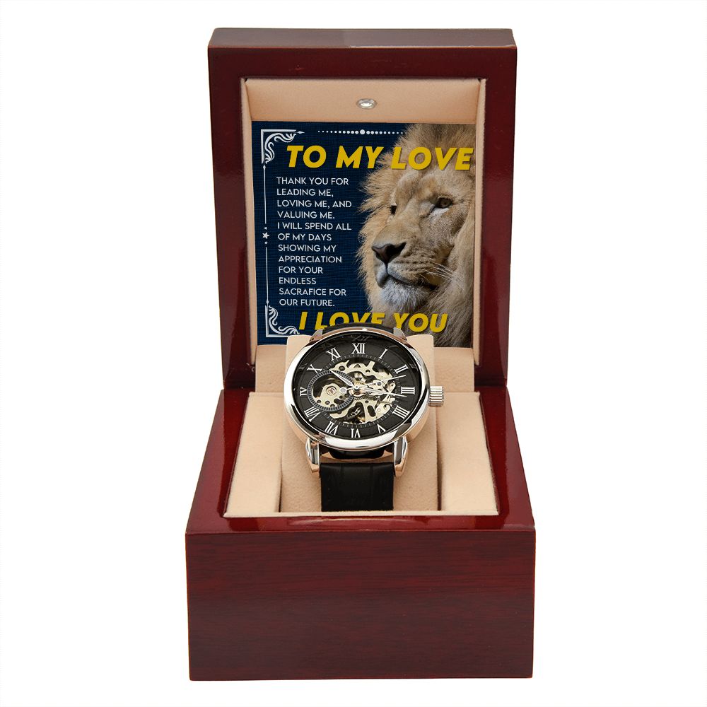 Thank You For Leading Me Gift For Husband Men's Openwork Watch - Precious Engraved