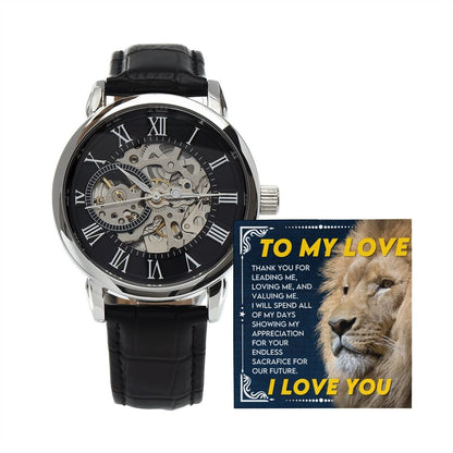 Thank You For Leading Me Gift For Husband Men's Openwork Watch - Precious Engraved