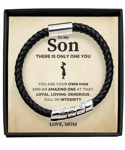 There Is Only One You Gift For Son Leather Bracelet - Precious Engraved