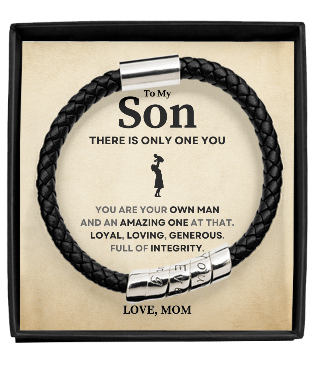 There Is Only One You Gift For Son Leather Bracelet Man Black Bracelet