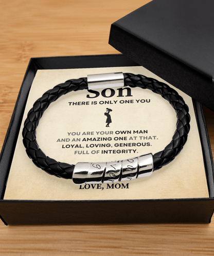 There Is Only One You Gift For Son Leather Bracelet - Precious Engraved
