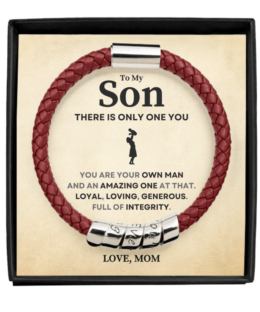 There Is Only One You Gift For Son Leather Bracelet - Precious Engraved