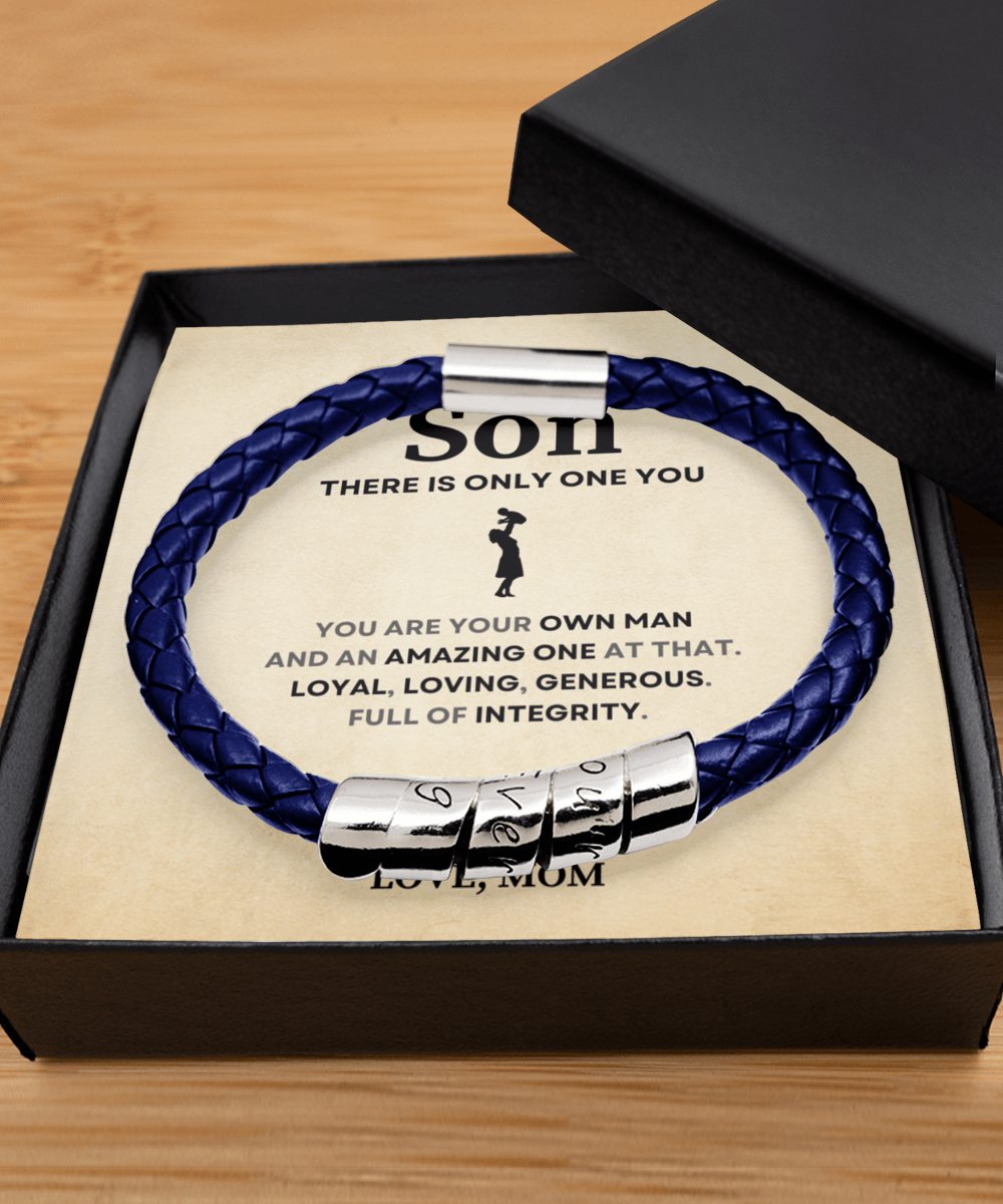 There Is Only One You Gift For Son Leather Bracelet - Precious Engraved