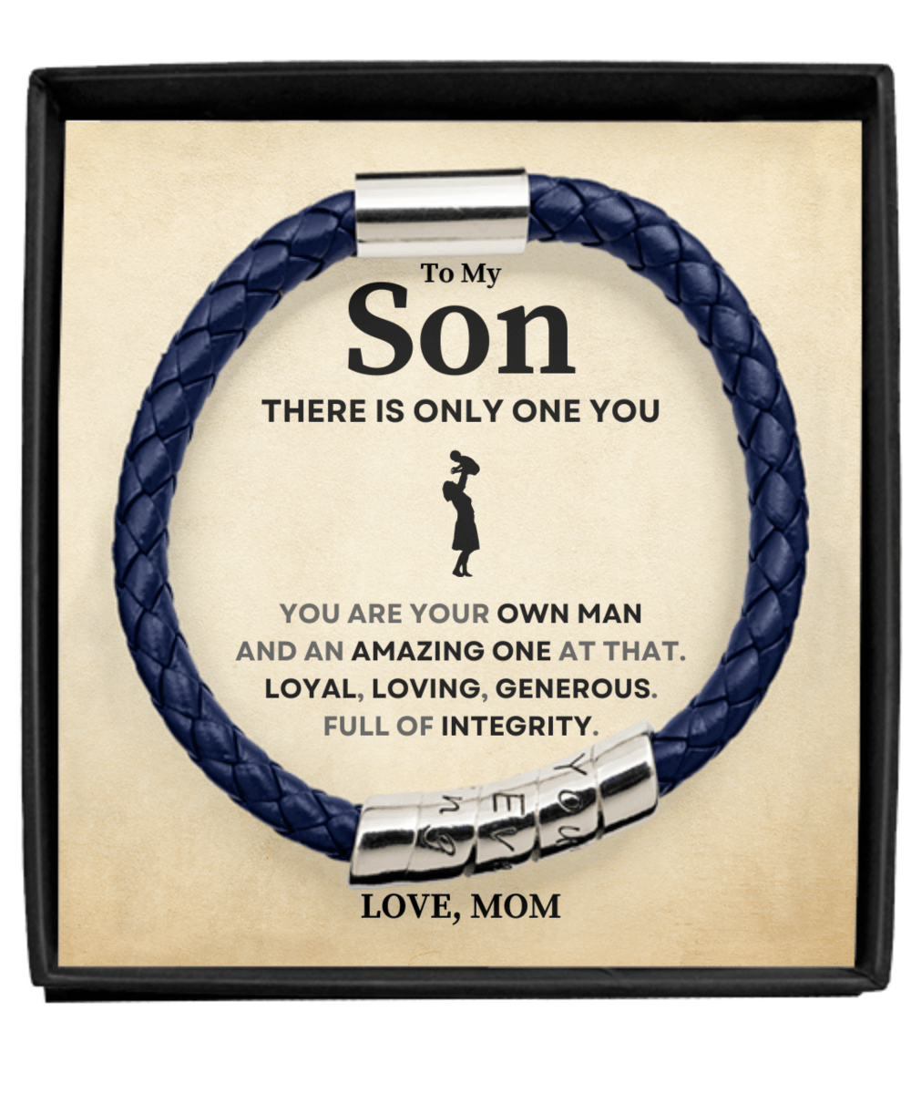 There Is Only One You Gift For Son Leather Bracelet - Precious Engraved