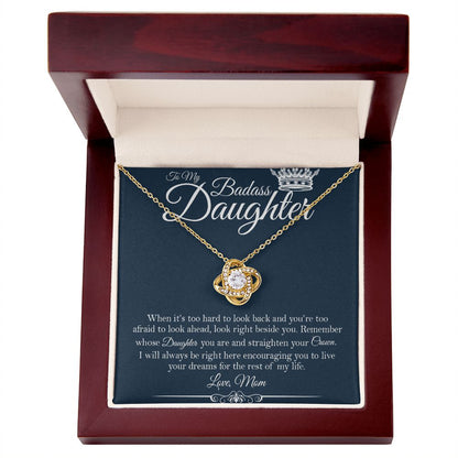 To My Badass Daughter - Straighten Your Crown - Love Knot Necklace - Precious Engraved