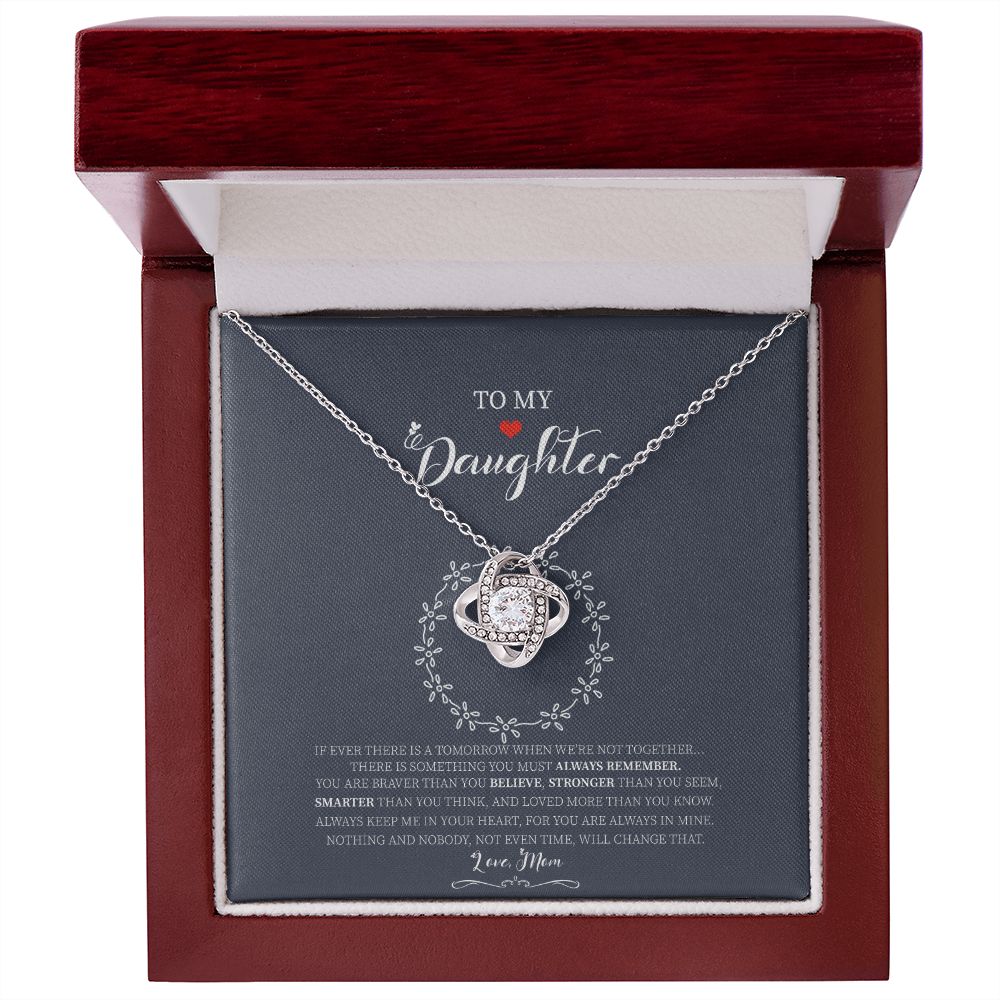 To My Daughter - Always Stronger - Love Knot Necklace - Precious Engraved