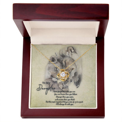 To My Daughter - Braver Than You Believe - Love Knot Necklace - Precious Engraved