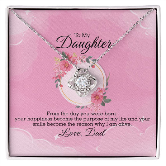 To My Daughter - From The Day You Were Born - Love Knot Necklace - Precious Engraved