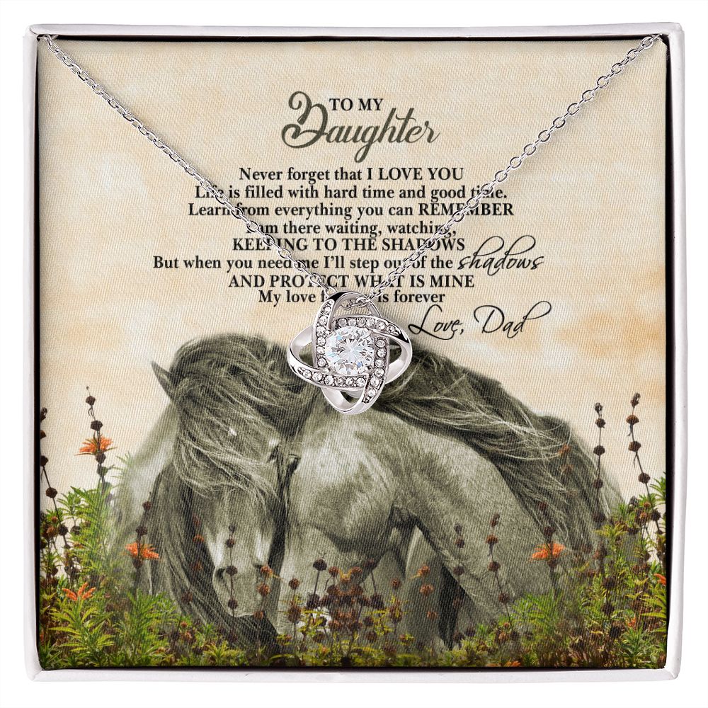 To My Daughter - Love Dad - Love Knot Necklace - Precious Engraved
