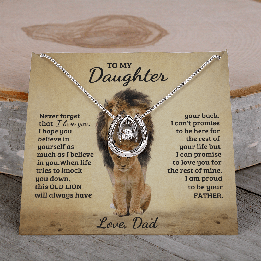 To My Daughter - Proud Lion - Love Necklace - Precious Engraved