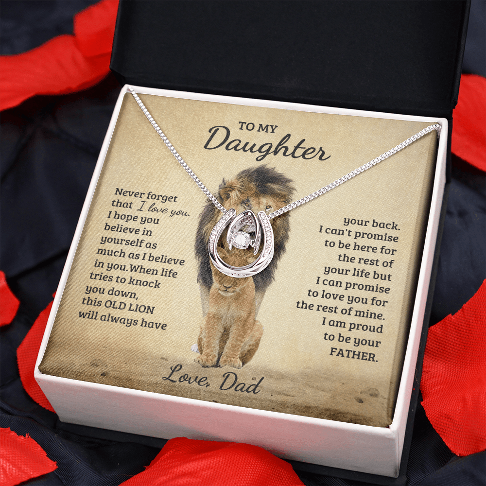 To My Daughter - Proud Lion - Love Necklace - Precious Engraved
