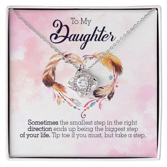 To My Daughter - Smallest Step - Love Knot Necklace - Precious Engraved