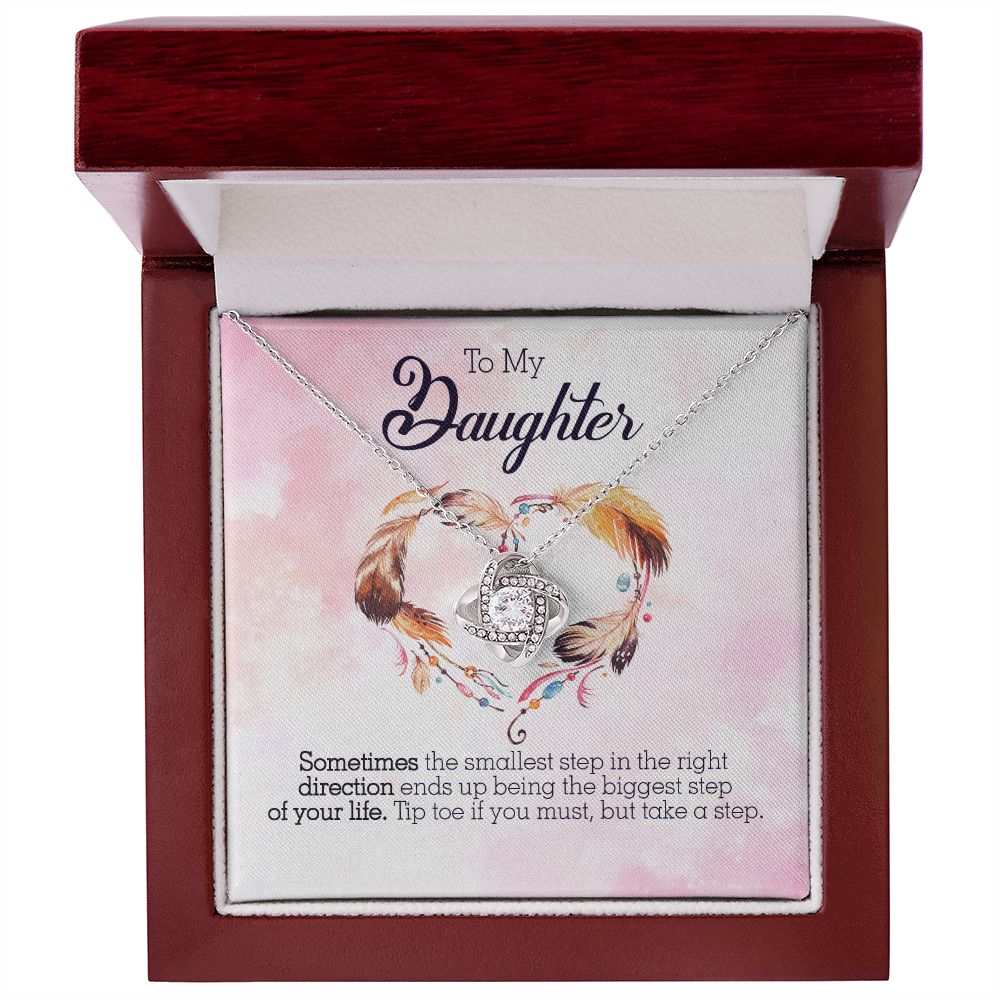 To My Daughter - Smallest Step - Love Knot Necklace - Precious Engraved