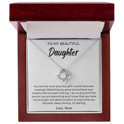 To My Daughter - Strength And Determination - Love Knot Necklace - Precious Engraved