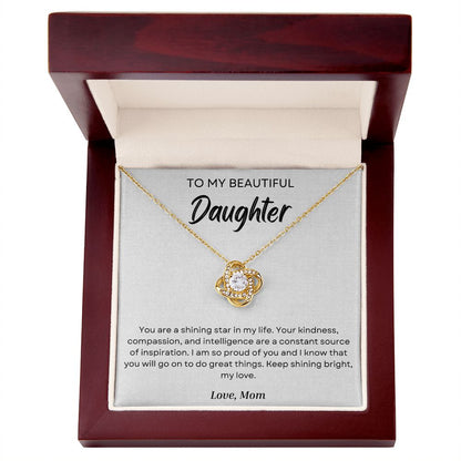 To My Daughter - You Are A Shining Star In My Life - Love Knot Necklace - Precious Engraved