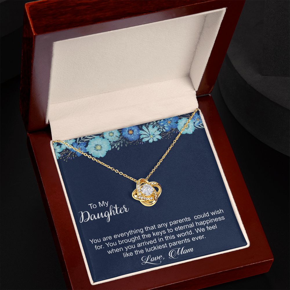 To My Daughter - You Are Everything - Love Knot Necklace - Precious Engraved