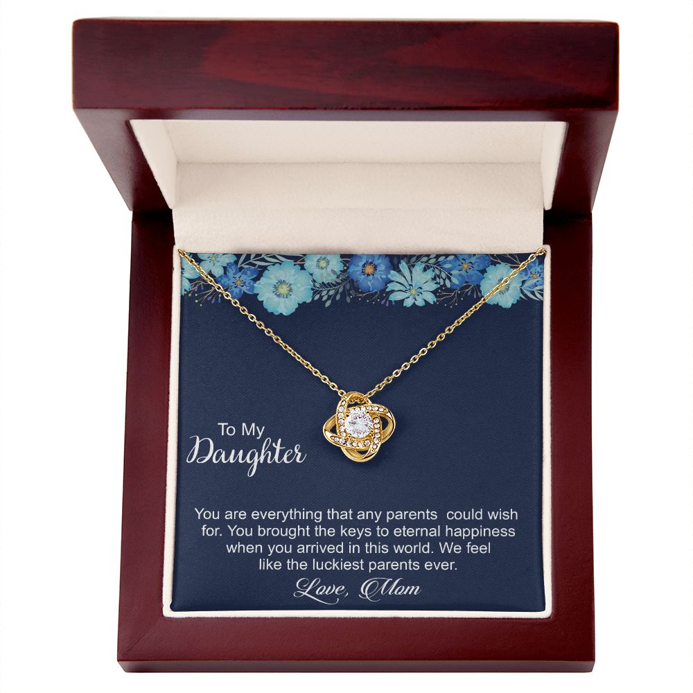 To My Daughter - You Are Everything - Love Knot Necklace - Precious Engraved