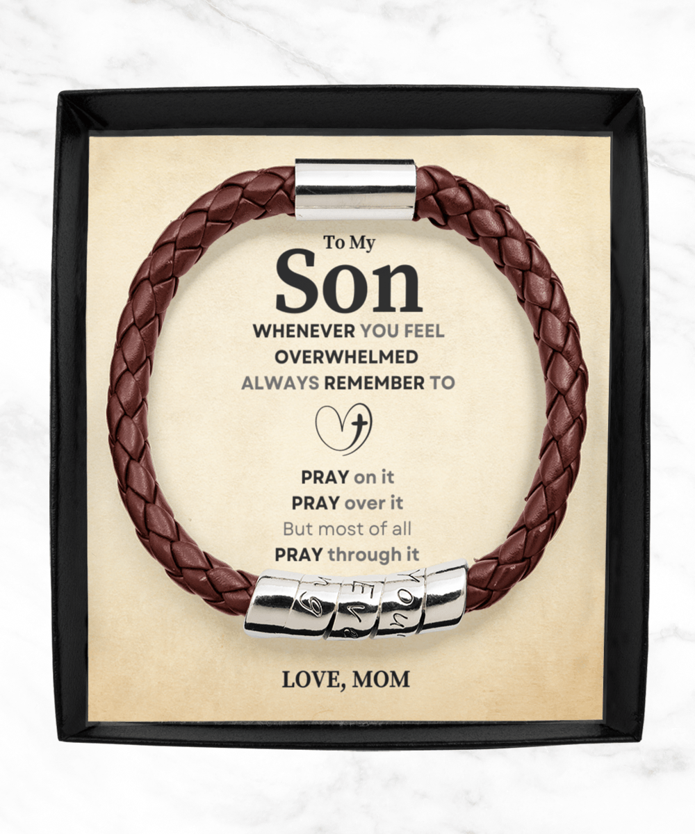 Whenever You Feel Overwhelmed Gift For Son Leather Bracelet - Precious Engraved