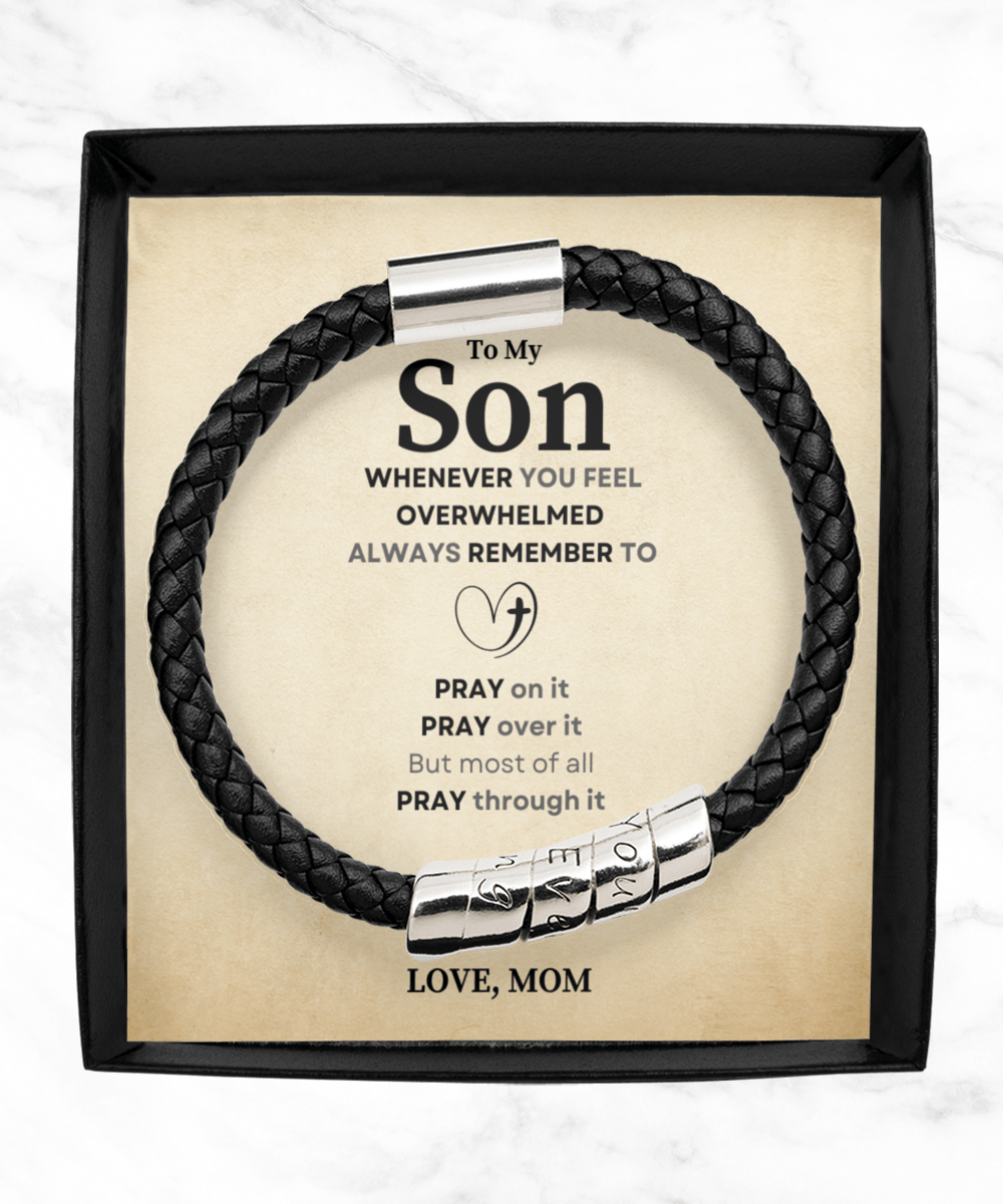 Whenever You Feel Overwhelmed Gift For Son Leather Bracelet - Precious Engraved