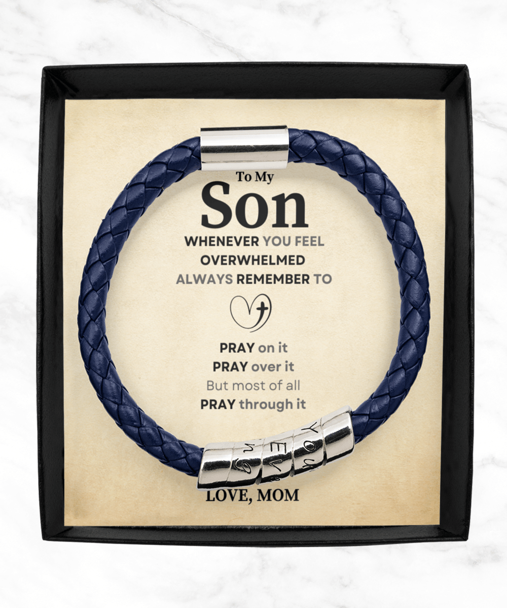 Whenever You Feel Overwhelmed Gift For Son Leather Bracelet - Precious Engraved