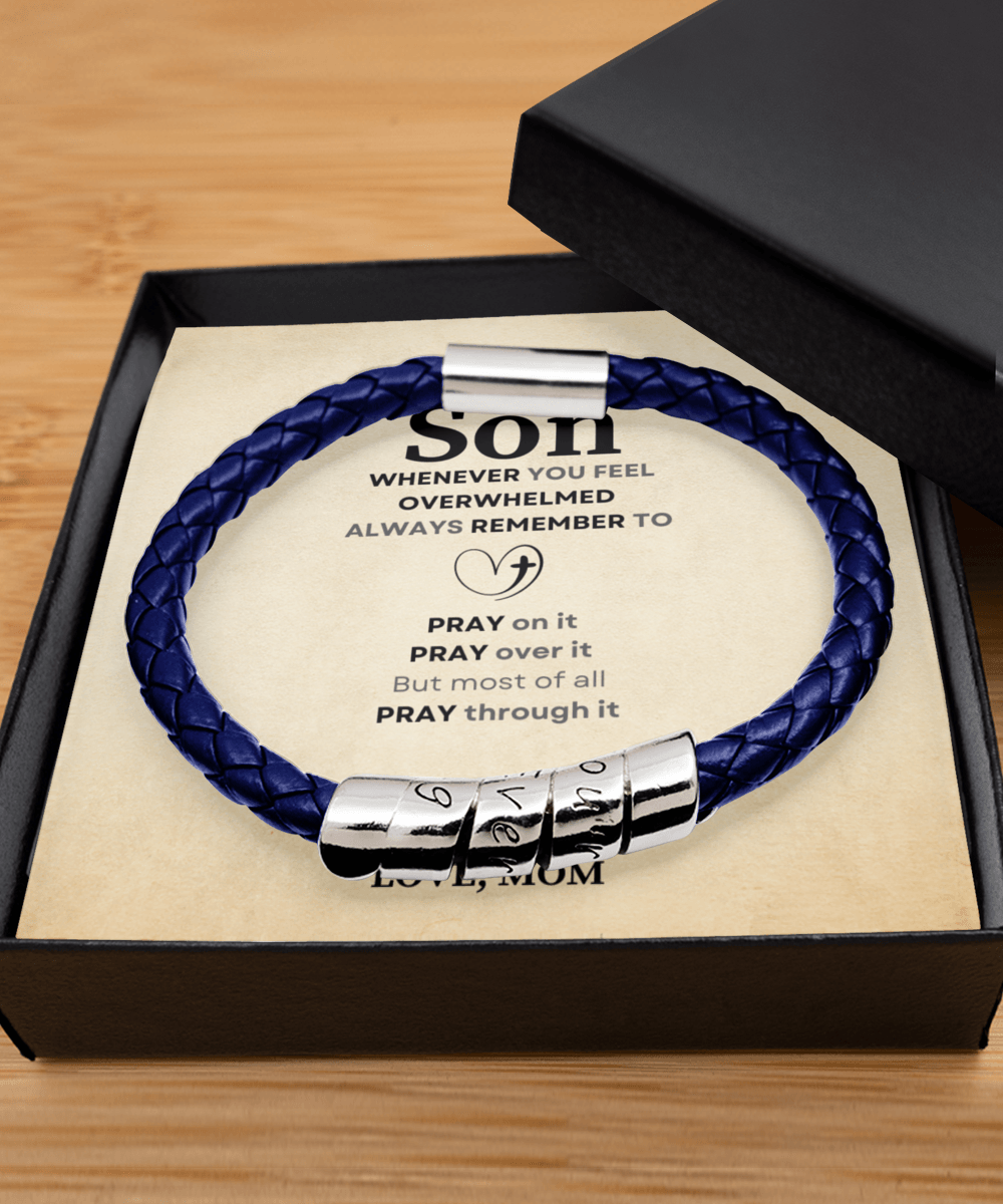 Whenever You Feel Overwhelmed Gift For Son Leather Bracelet - Precious Engraved