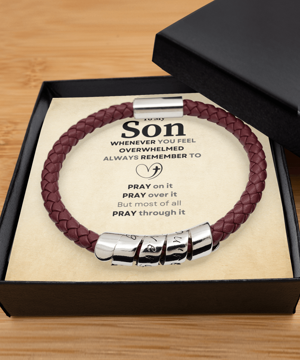 Whenever You Feel Overwhelmed Gift For Son Leather Bracelet - Precious Engraved