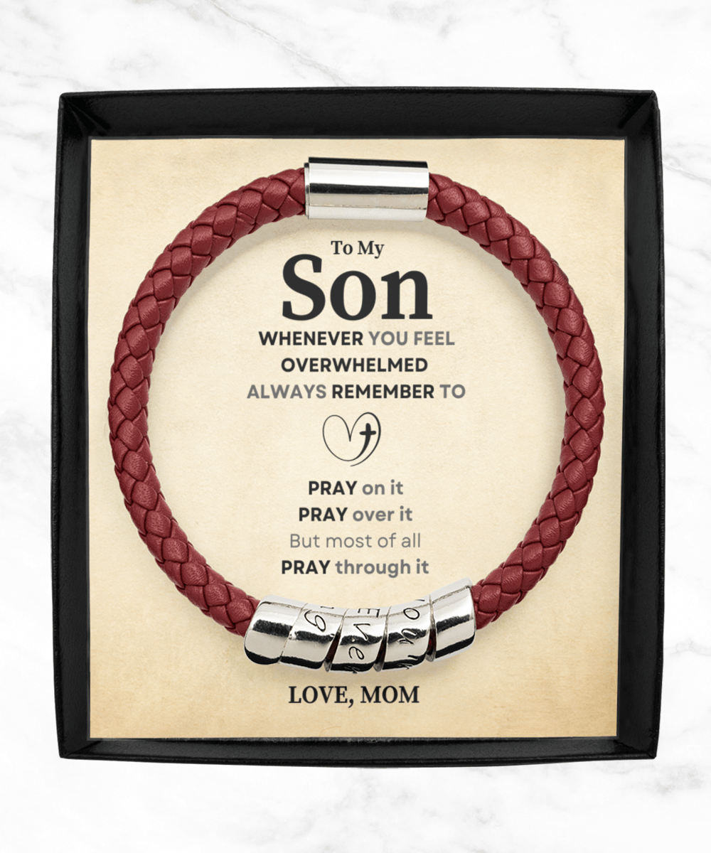 Whenever You Feel Overwhelmed Gift For Son Leather Bracelet - Precious Engraved