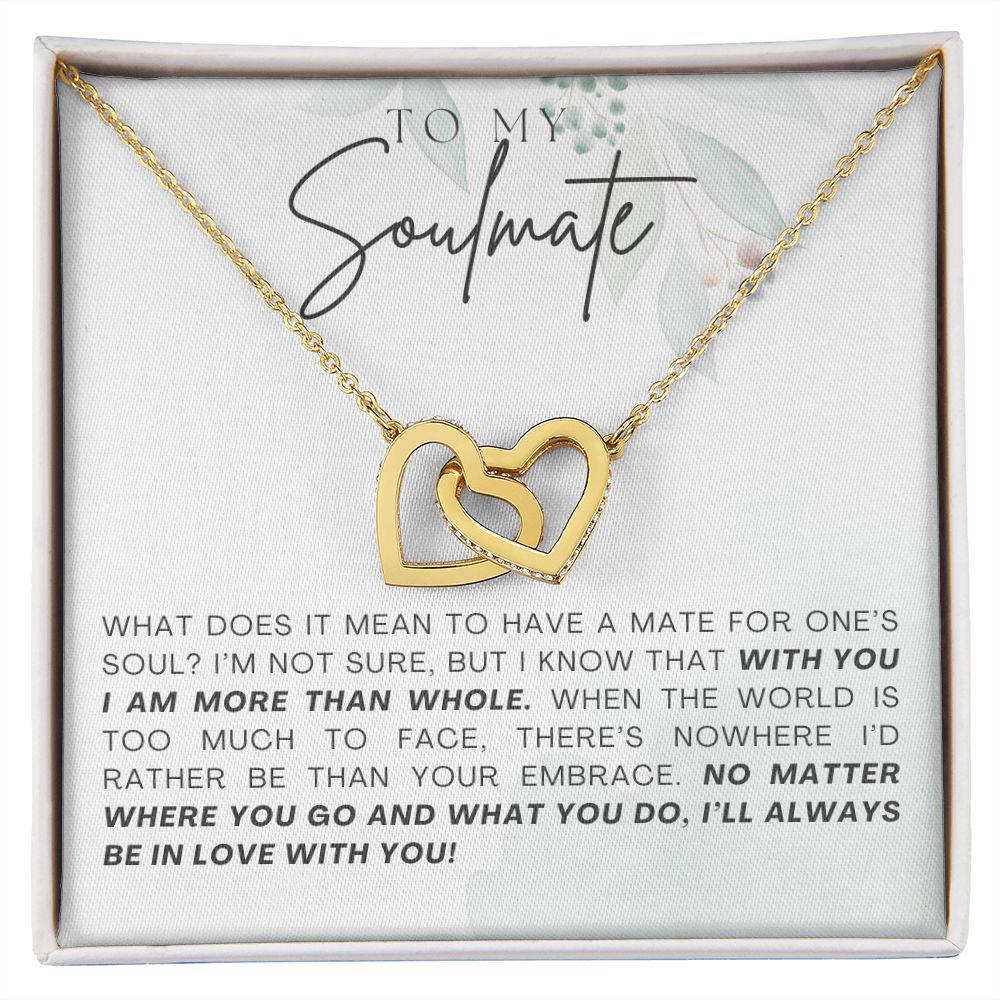 With You I am More Than Whole Gift For Soulmate Interlocking Hearts Necklace - Precious Engraved