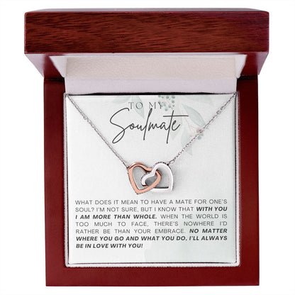 With You I am More Than Whole Gift For Soulmate Interlocking Hearts Necklace - Precious Engraved