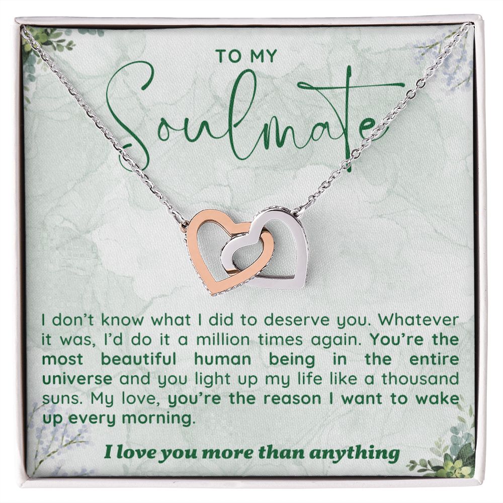 You Are The Most Beautiful Human Gift For Soulmate Interlocking Hearts Necklace - Precious Engraved