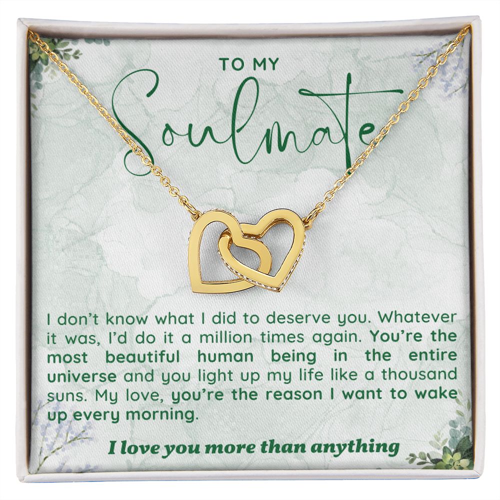 You Are The Most Beautiful Human Gift For Soulmate Interlocking Hearts Necklace - Precious Engraved