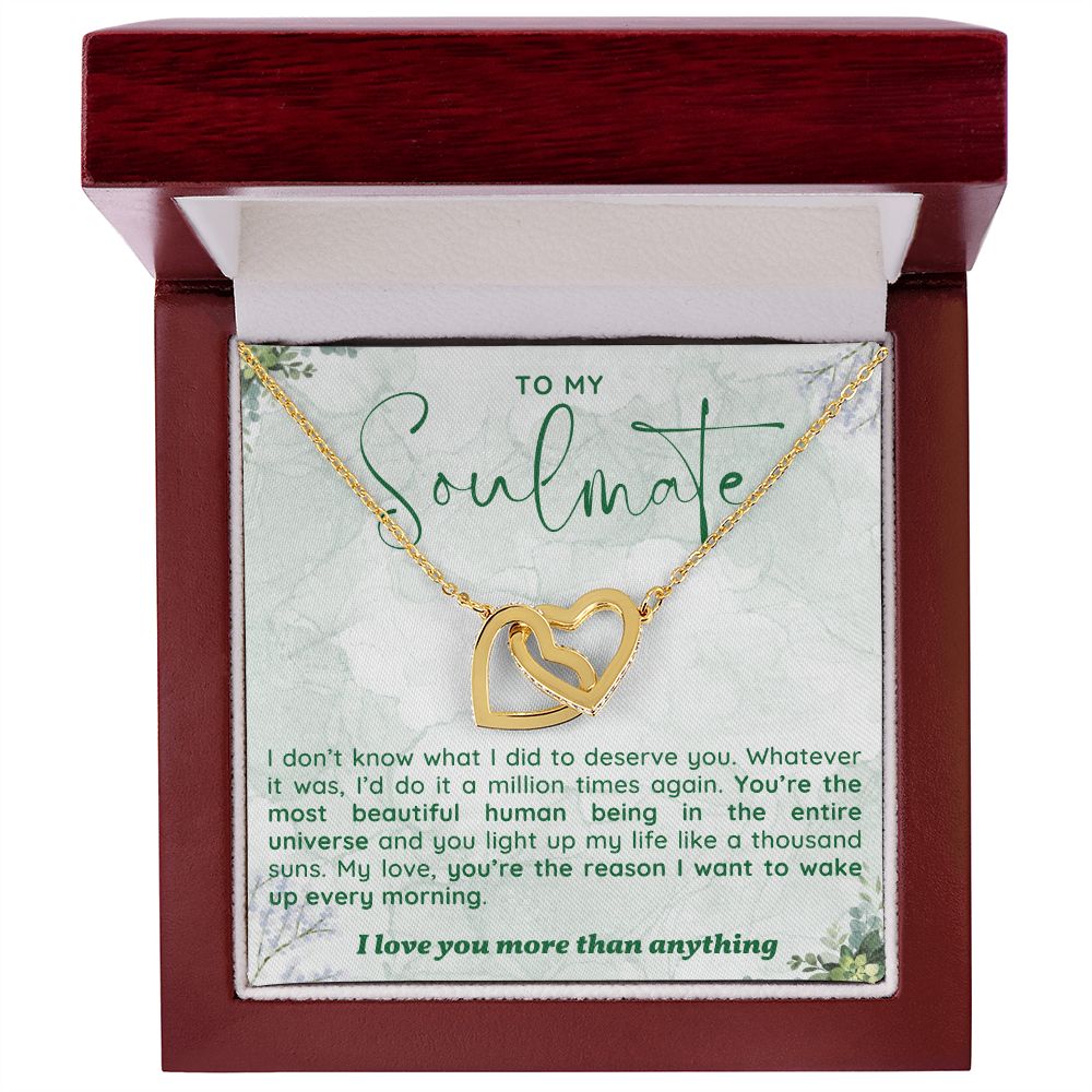 You Are The Most Beautiful Human Gift For Soulmate Interlocking Hearts Necklace - Precious Engraved