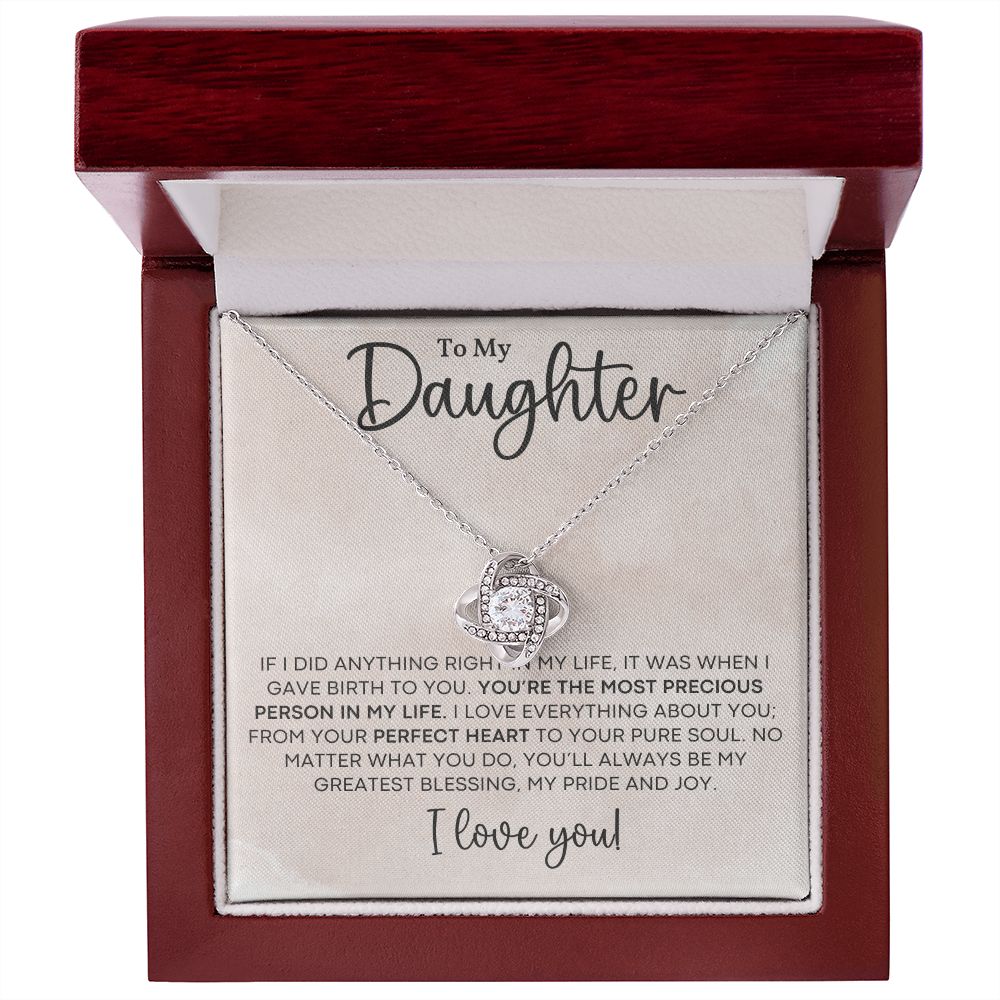 You Are The Most Precious Person In My Life Gift For Daughter Love Knot Necklace - Precious Engraved