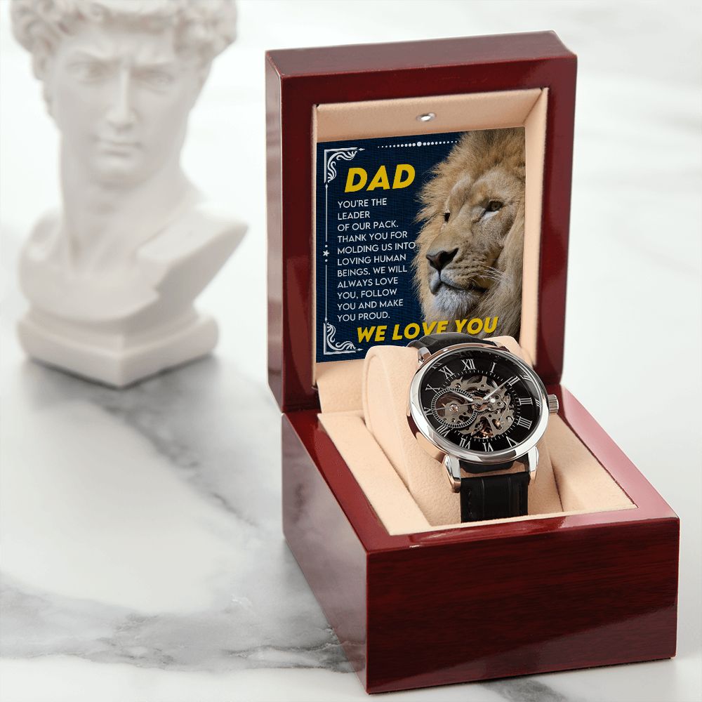 You're The Leader Of Our Pack Gift For Dad Men's Openwork Watch - Precious Engraved